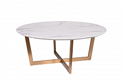 Стол журнальный Pearl White круглый белый/золото GARDA DECOR