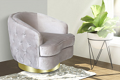 Кресло вращающееся светло-серое велюровое GARDA DECOR