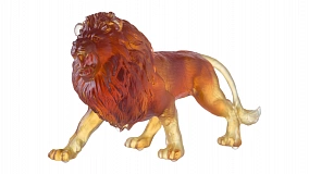 Фигурка Decor de Table Pate de Verre Cristal Рычащий лев, хрустальное тесто, янтарная, п/к