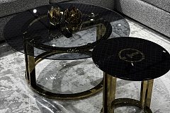 Стол журнальный Garda Decor темн.стекло/золото GARDA DECOR
