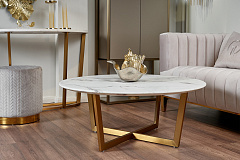 Стол журнальный Pearl White круглый белый/золото GARDA DECOR
